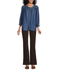 Intro Bella Double Knit Ponte Slimming Waist Pull-On Boot Leg Pants