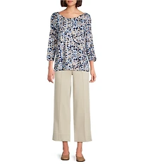 Intro Carrie Slub Stretch Tummy Control Wide Leg Pants