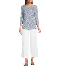 Intro Carrie Slub Stretch Tummy Control Wide Leg Pants