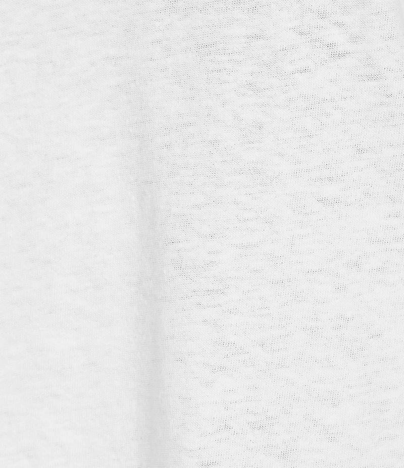 Intro Cotton Linen Blend Embroidered Lace V-Neck Short Sleeve Tee
