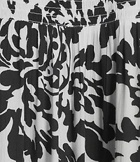 Intro Crinkle Gauze Floral Scoop Neck Elbow Sleeve Button-Front Blouse