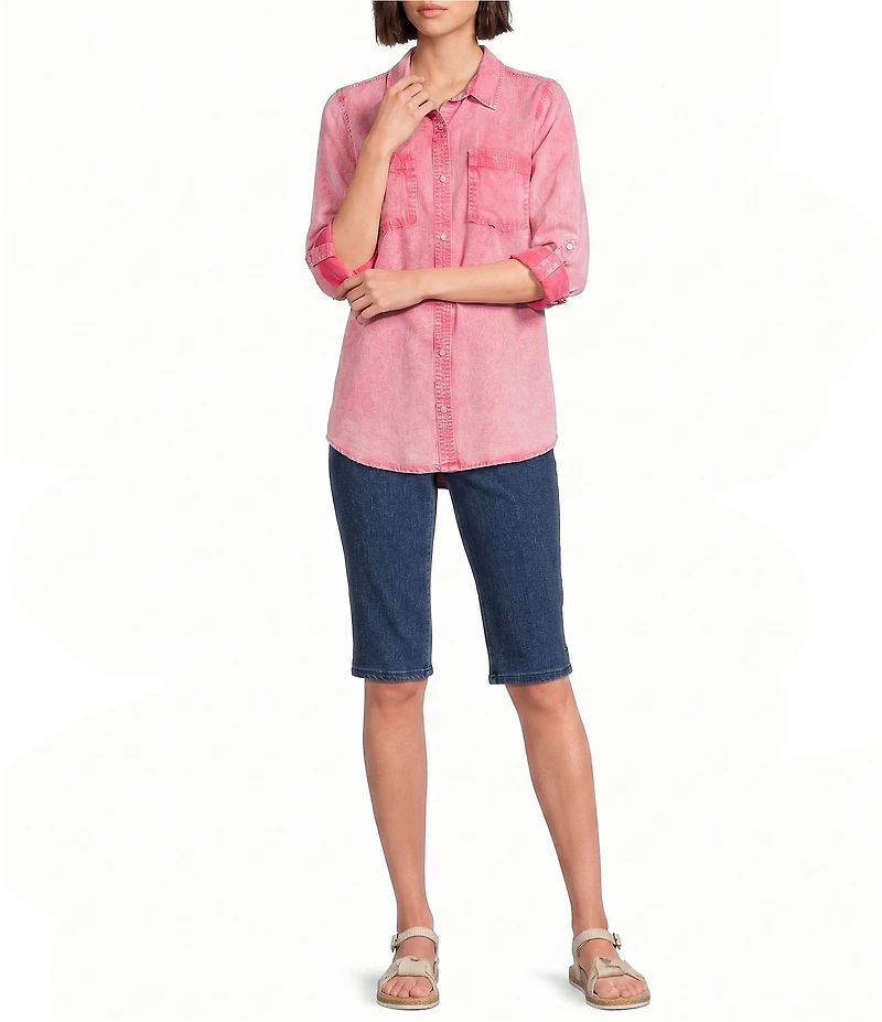 Intro Dahlia Solid Pull-On Skimmer Denim Shorts