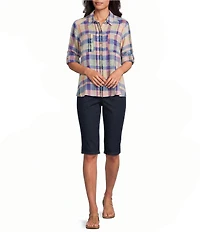 Intro Dahlia Solid Pull-On Skimmer Denim Shorts