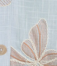 Intro Floral Embroidery Point Collar Long Sleeve Button-Front Jacket