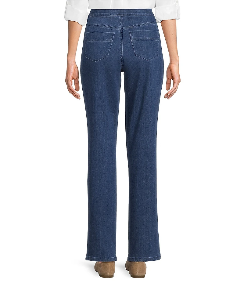 Intro Freedom Denim Straight Leg Silver Crystal Detail Pull-On Jeans