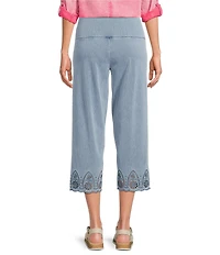 Intro Knit Denim Wash Schiffli Hem Pull-On Pants