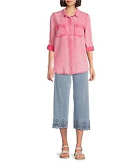 Intro Knit Denim Wash Schiffli Hem Pull-On Pants