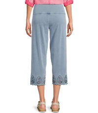 Intro Knit Denim Wash Schiffli Hem Pull-On Pants