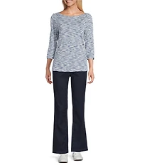 Intro Knit Jersey Boat Neck 3/4 Sleeve Traveler Tee