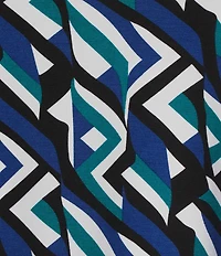 Intro Knit Jersey Bright White Abstract Print Boat Neck 3/4 Sleeve Tee