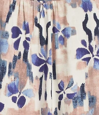 Intro Knit Jersey Rugby Tan Crew Neck Elbow Ruched Sleeve Top