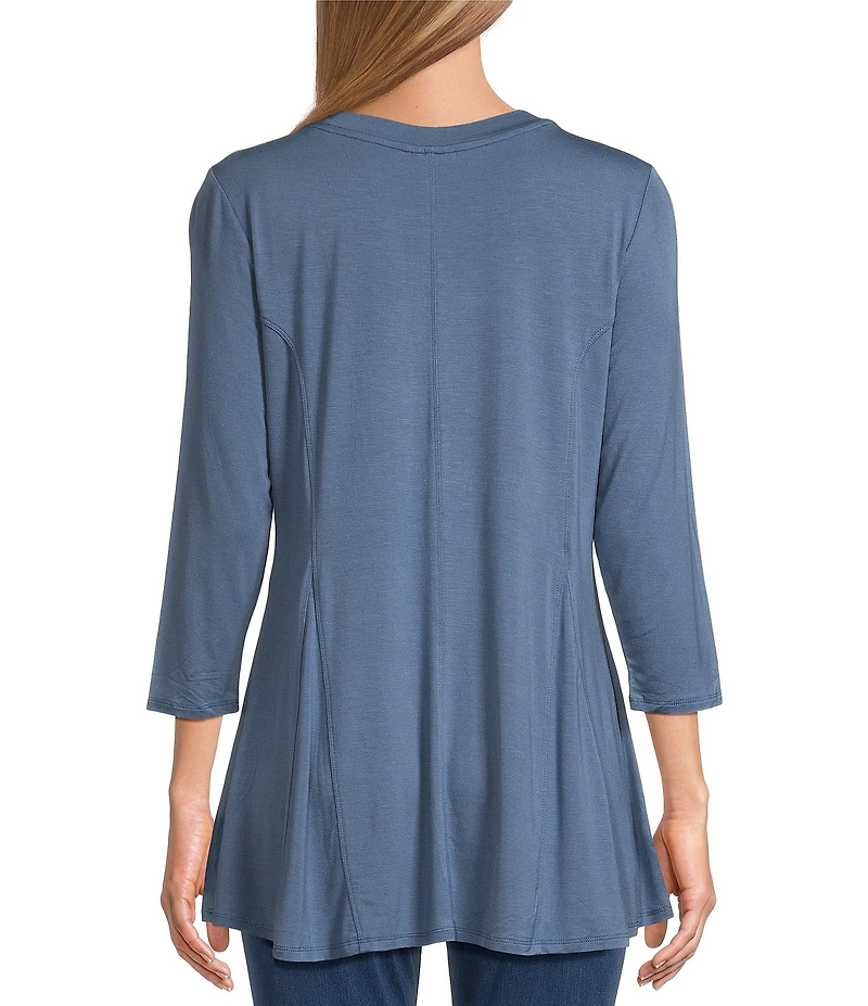 Intro Knit Jersey Scoop Neck 3/4 Sleeve A-Line Tee Shirt