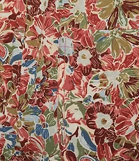 Intro Linen-Blend Abstract Floral Print Pull-On Capri Pants