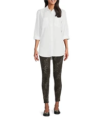 Intro Love The Fit Suave Knit Textured Animal Tummy Control Pull-On Leggings