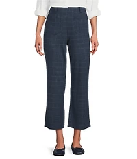 Intro Mae Double Knit Plaid Print Pull-On Relaxed Cropped Pants