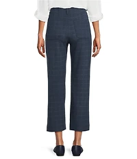 Intro Mae Double Knit Plaid Print Pull-On Relaxed Cropped Pants