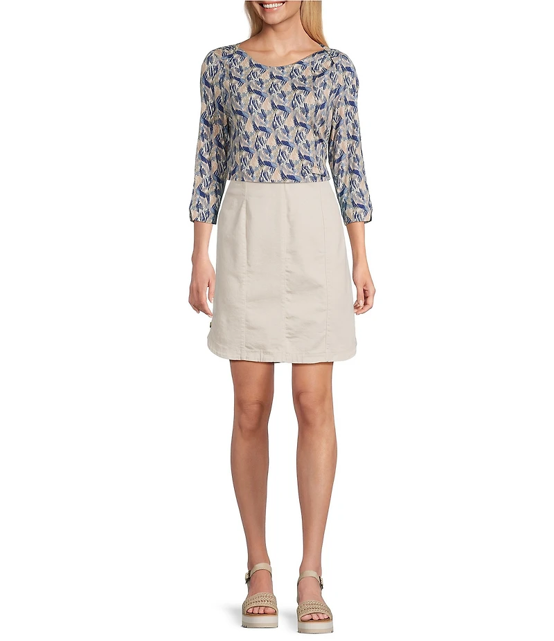 Intro Nia Denim Button Hem Pull-On Skort