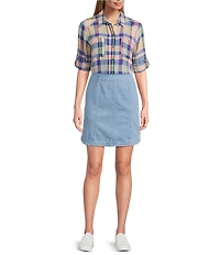 Intro Nia Denim Button Hem Pull-On Skort