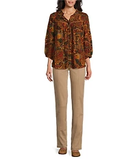 Intro Nia Hollywood Waist Seam Detail High Rise Straight Leg Pull-On Denim Pants