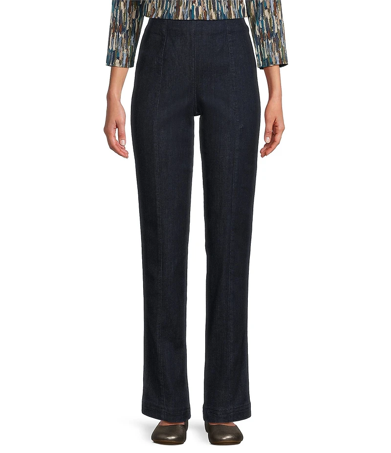 Intro Nia Hollywood Waist Seam Detail High Rise Straight Leg Pull-On Denim Pants