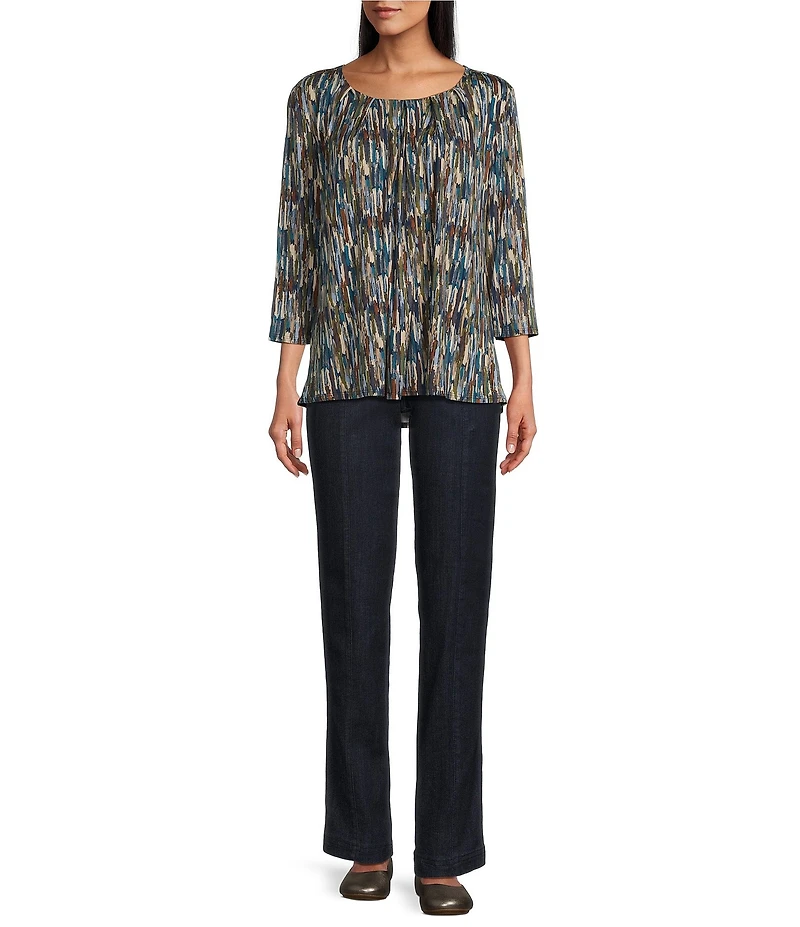 Intro Nia Hollywood Waist Seam Detail High Rise Straight Leg Pull-On Denim Pants
