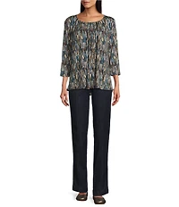 Intro Nia Hollywood Waist Seam Detail High Rise Straight Leg Pull-On Denim Pants