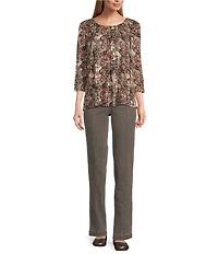 Intro Nia Hollywood Waist Seam Detail High Rise Straight Leg Pull-On Denim Pants
