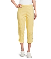 Intro Nia Pull-On Curved Hem Elastic Waist Mid Rise Capri Pants
