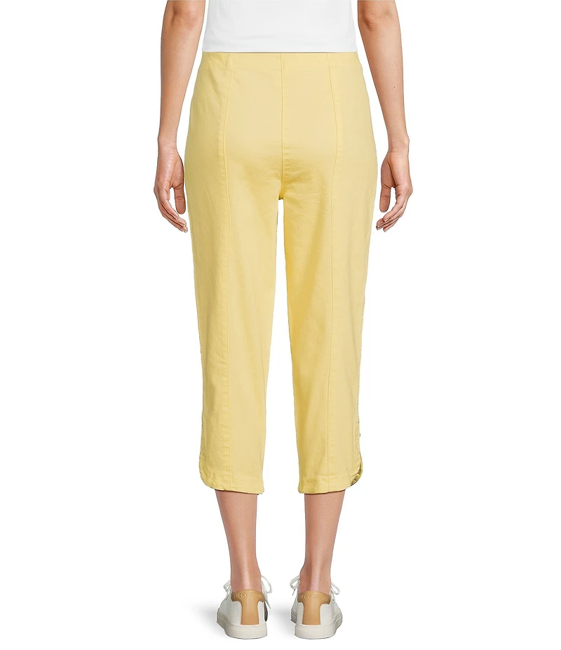Intro Nia Pull-On Curved Hem Elastic Waist Mid Rise Capri Pants