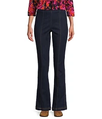 Intro Nia Slimming High Waist Gold Tone Stitching Detail Pull-On Flare Leg Pants