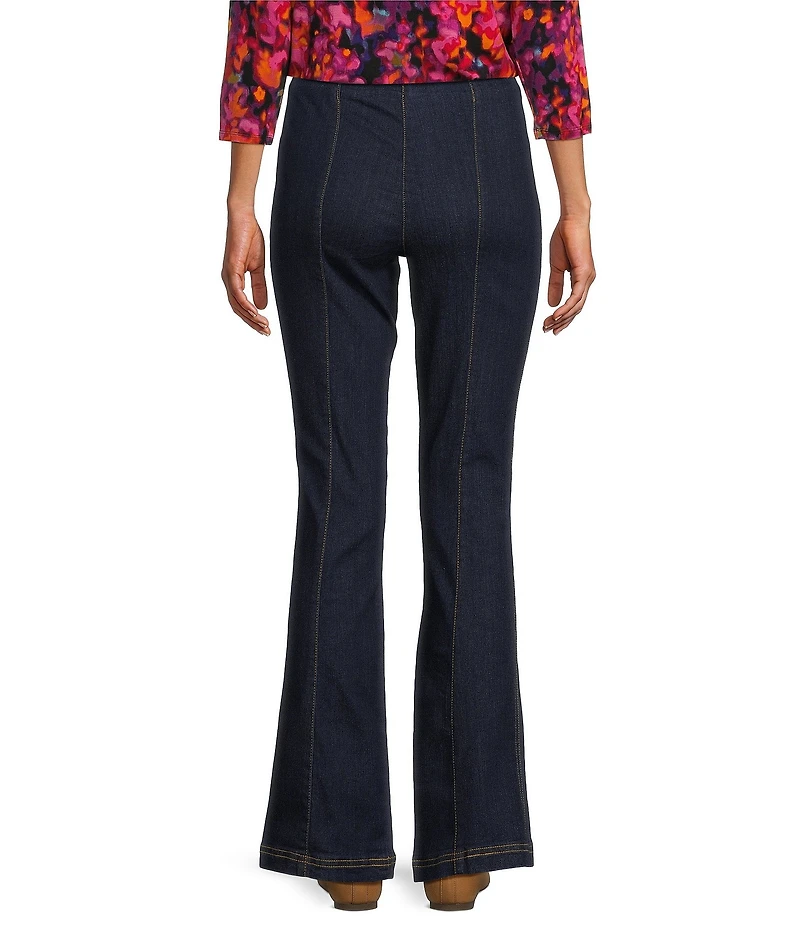 Intro Nia Slimming High Waist Gold Tone Stitching Detail Pull-On Flare Leg Pants