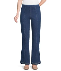 Intro Nia Slimming High Waist Gold Tone Stitching Detail Pull-On Flare Leg Pants
