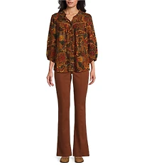 Intro Nia Slimming High Waist Seam Detail Pull-On Flare Leg Pants