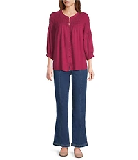 Intro Nia Slimming High Waist Seam Detail Pull-On Flare Leg Pants