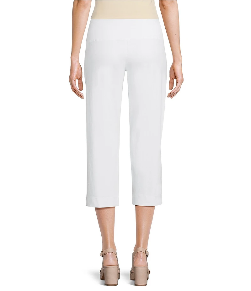 Intro Petite Size Aimee Solid Suave Knit Straight Leg Tummy Control Coconut Button Hem Pull-On Pants