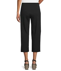 Intro Petite Size Aimee Solid Suave Knit Straight Leg Tummy Control Coconut Button Hem Pull-On Pants