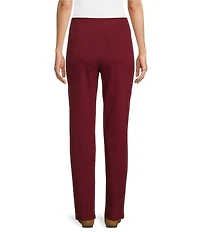 Intro Petite Size Bella Solid Double Knit Slim Her Straight Leg Pants