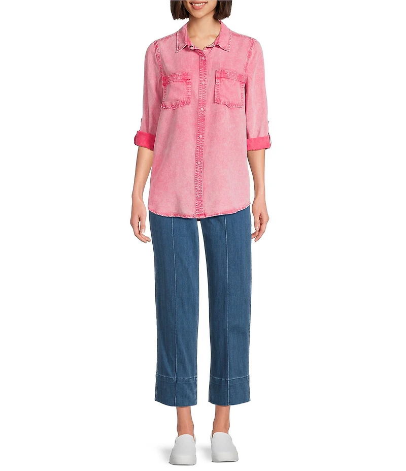 Intro Petite Size Carrie Slub Stretch Tummy Control Wide Leg Jeans