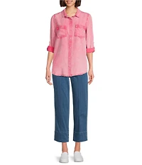 Intro Petite Size Carrie Slub Stretch Tummy Control Wide Leg Jeans