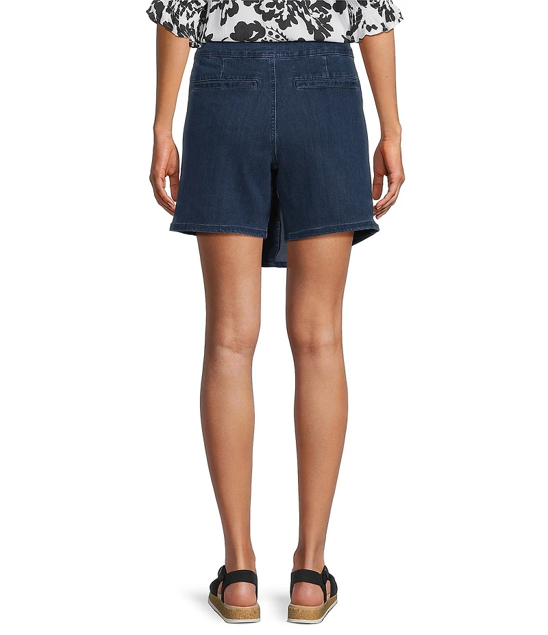 Intro Petite Size Dahlia Solid Denim Wrap Skort
