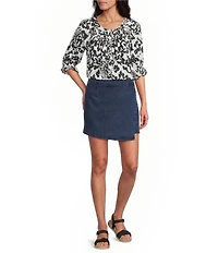 Intro Petite Size Dahlia Solid Denim Wrap Skort