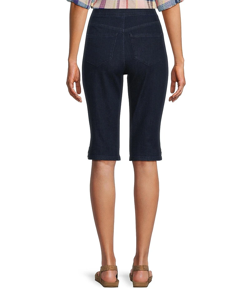 Intro Petite Size Dahlia Solid Pull-On Skimmer Denim Shorts