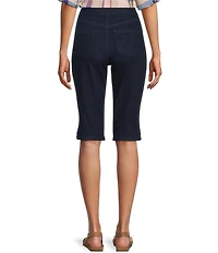 Intro Petite Size Dahlia Solid Pull-On Skimmer Denim Shorts