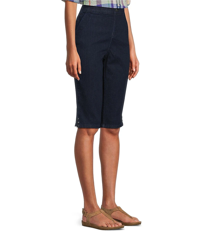 Intro Petite Size Dahlia Solid Pull-On Skimmer Denim Shorts