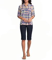 Intro Petite Size Dahlia Solid Pull-On Skimmer Denim Shorts