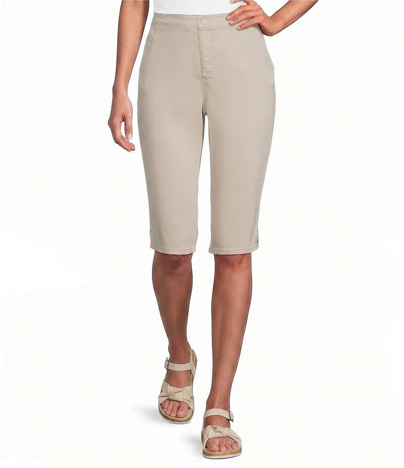 Intro Petite Size Dahlia Solid Pull-On Skimmer Denim Shorts