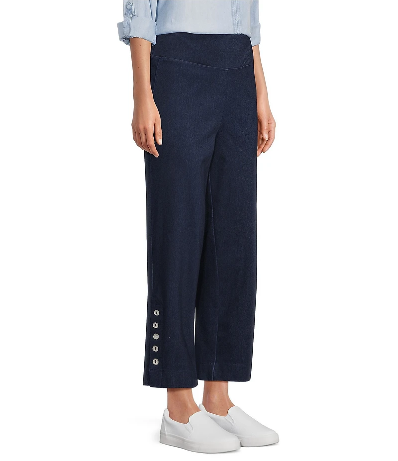 Intro Petite Size Double Knit Straight Leg Traveler Pull-On Ankle Denim Pants