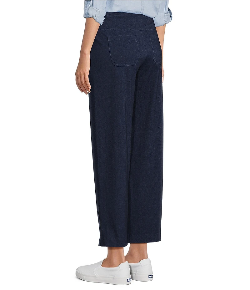 Intro Petite Size Double Knit Straight Leg Traveler Pull-On Ankle Denim Pants
