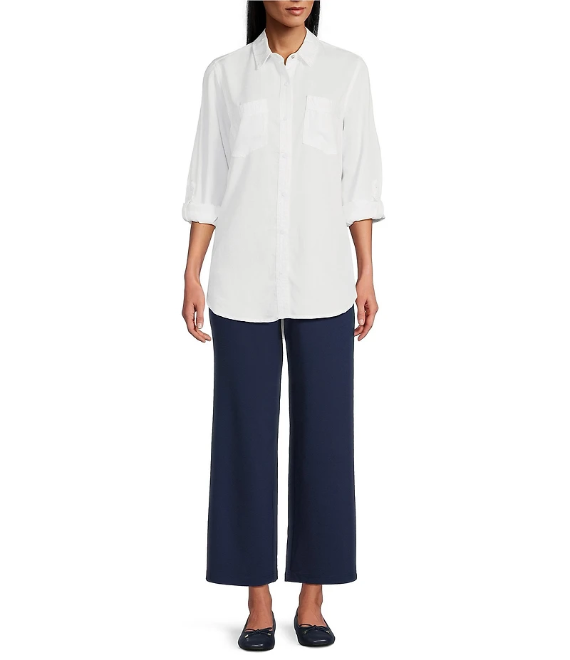 Intro Petite Size Double Knit Traveler Pull-On Wide Leg Pants