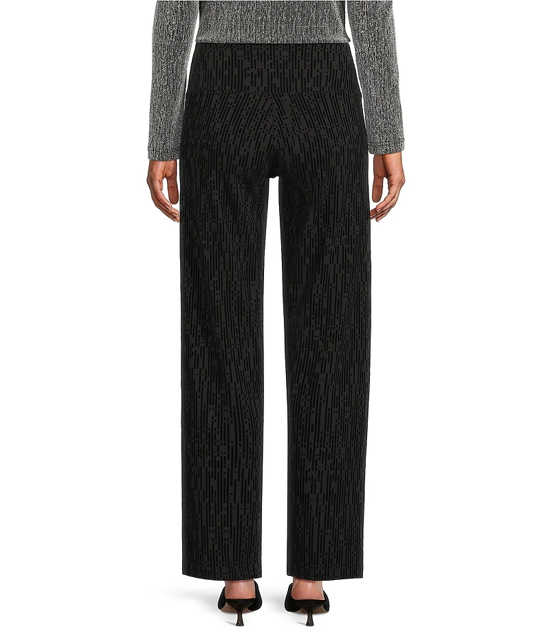 Intro Petite Size Flocked Love The Fit Tummy Control Straight Leg Pull-On Pants